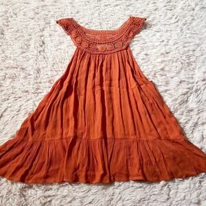 Boho Cottage Core Hippie Lace Ruffle Flowing Earthy Lagenlook Women’s M Top